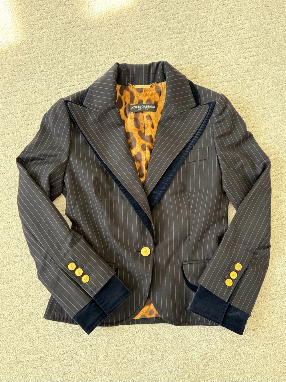 Dolce & Gabbana Navy Pinstripe Blazer